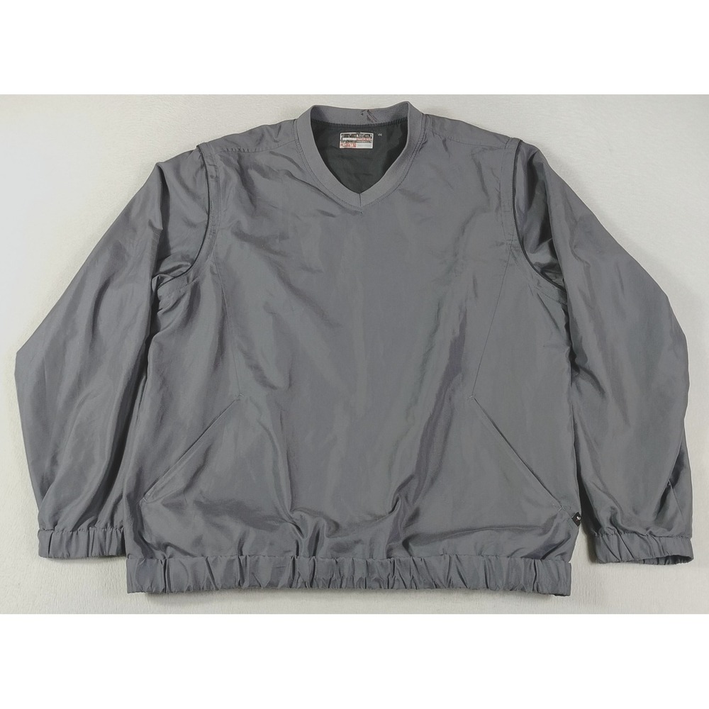 Grand Slam Golf Jacket Mens Medium Gray V Neck Pullover Windbreaker Lined